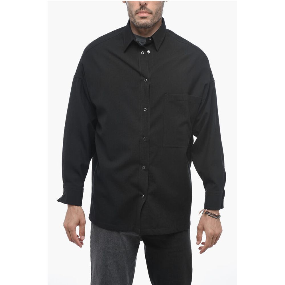 Twill Wool GIO Shirt with Snap Buttons
