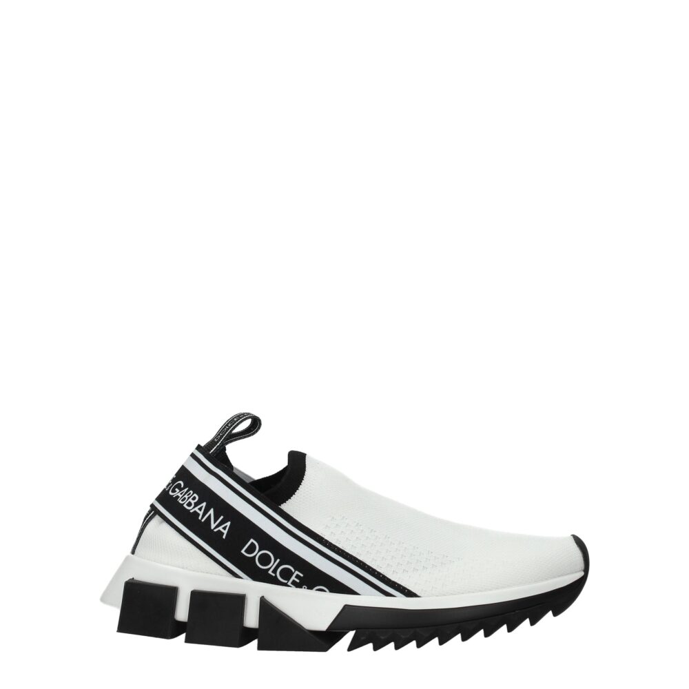 White Fabric Chunky Sneakers