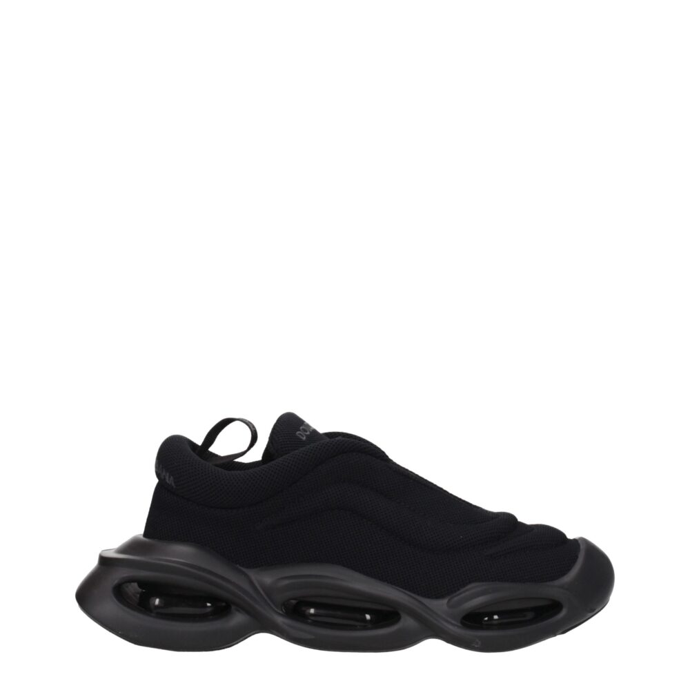 Black Fabric Chunky Sneakers