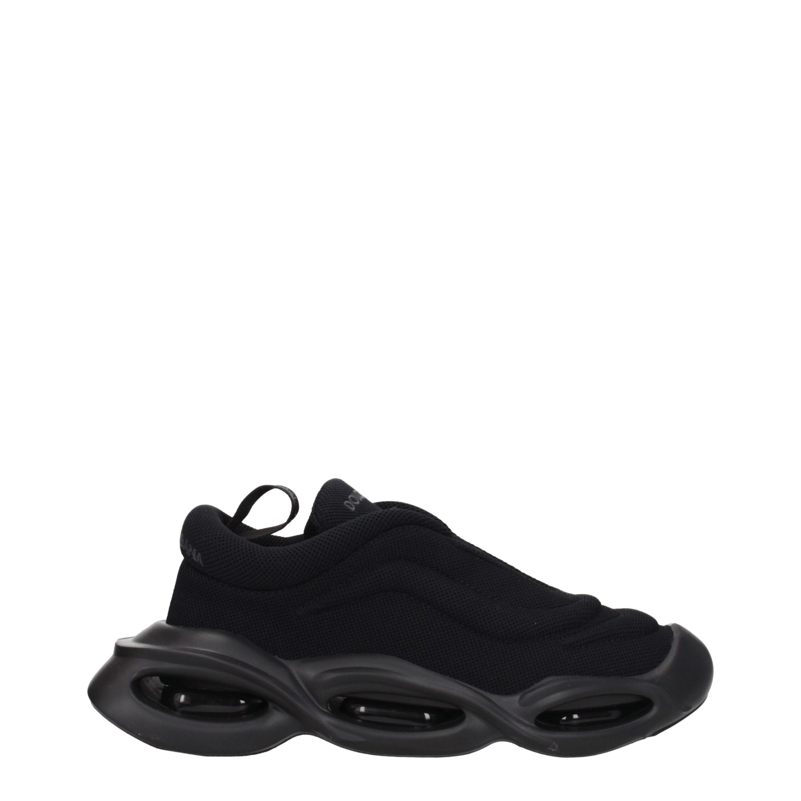 Black Fabric Chunky Sneakers