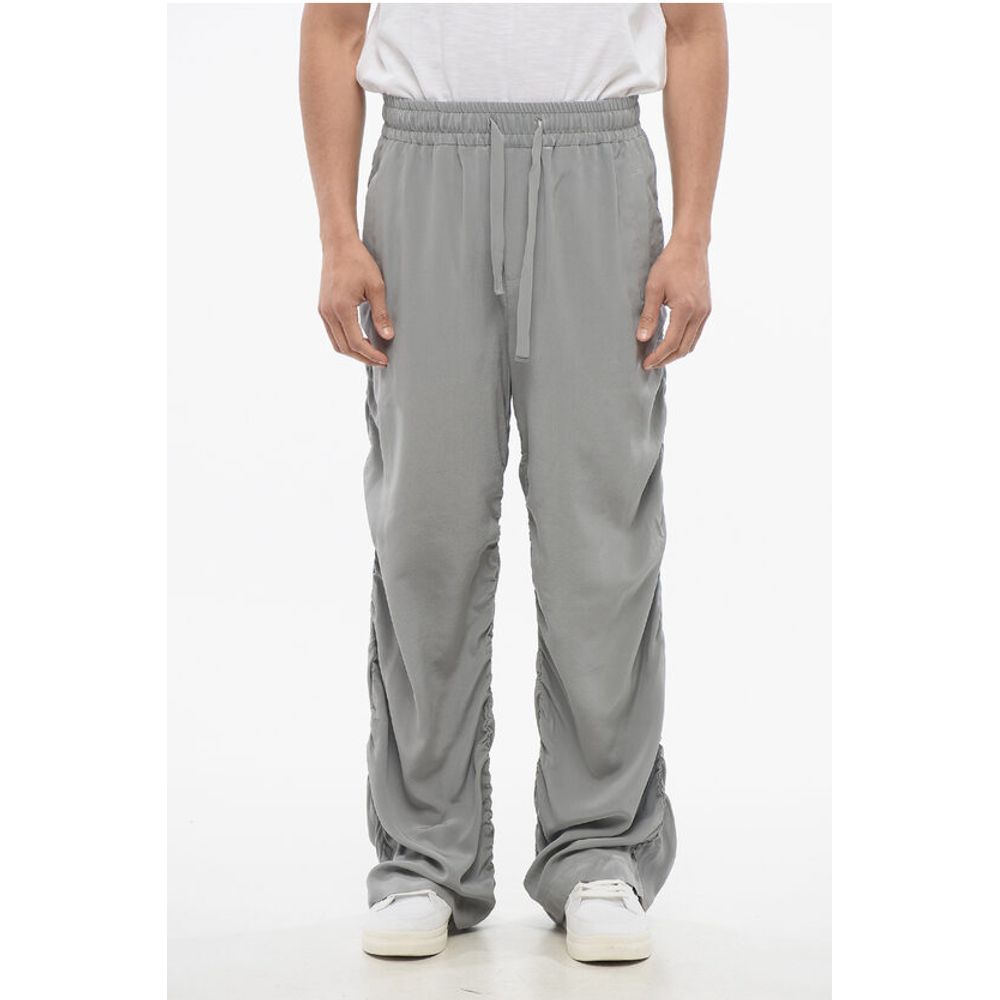 Draped Silk Pants with Elastic Waistband