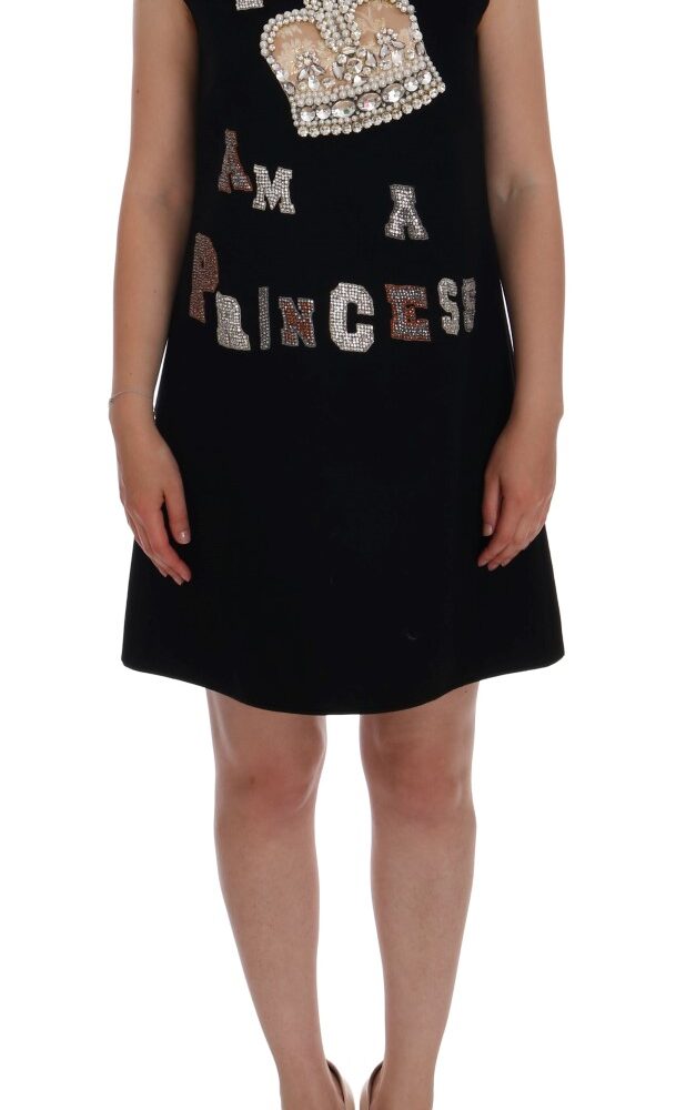 Black Wool Crystal Princess Dress