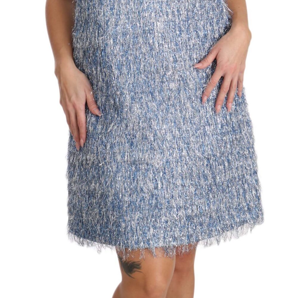Elegant Light Blue Fringe Shift Dress