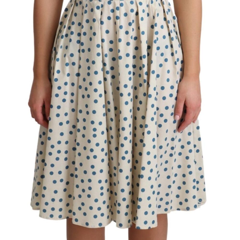 Elegant Beige Polka Dot A-Line Sleeveless Dress