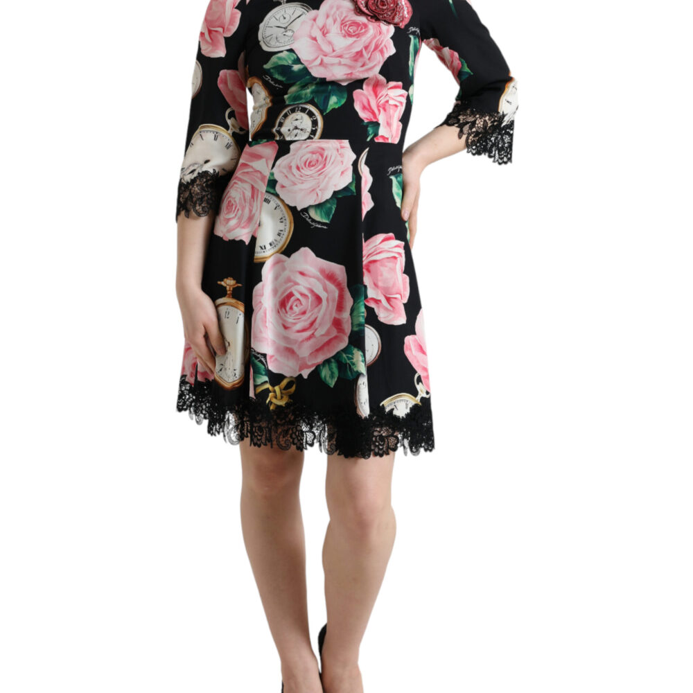 Enchanting Floral A-Line Dress with Sequined Detail
