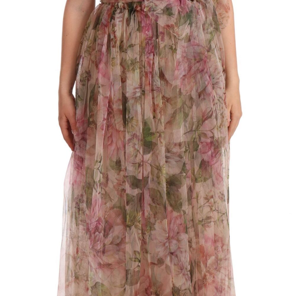 Floral Print Nylon Maxi Dress