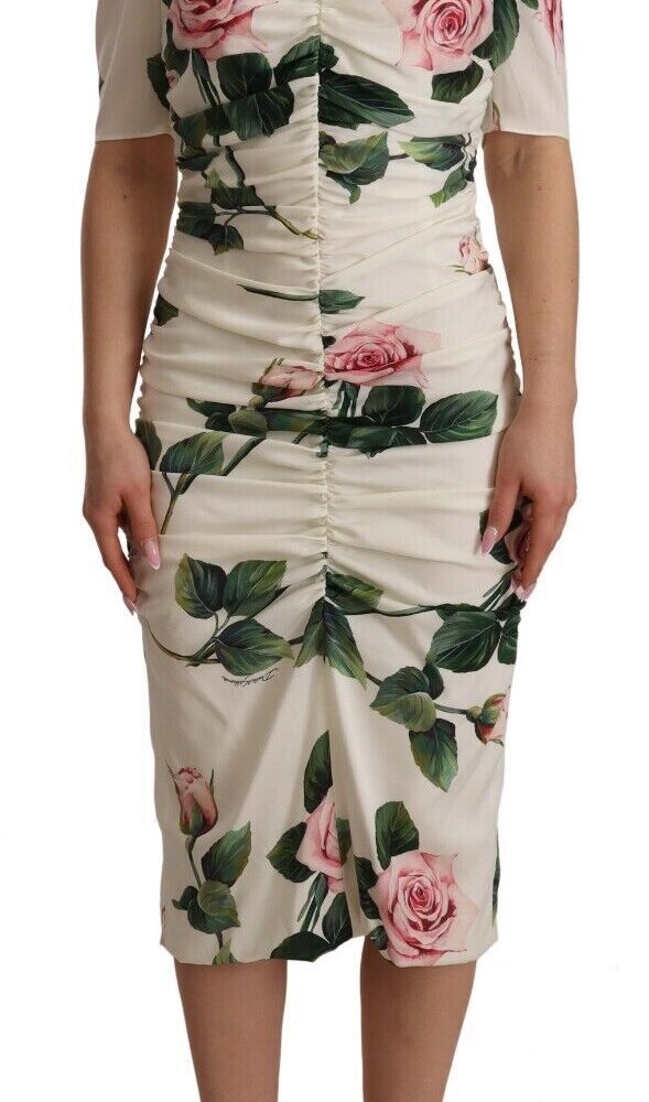 Elegant White Floral Sheath Dress