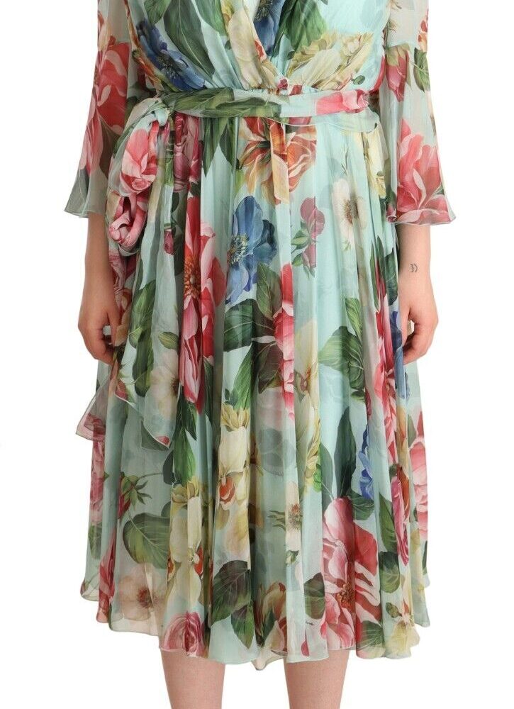 Floral Silk Midi Wrap Dress