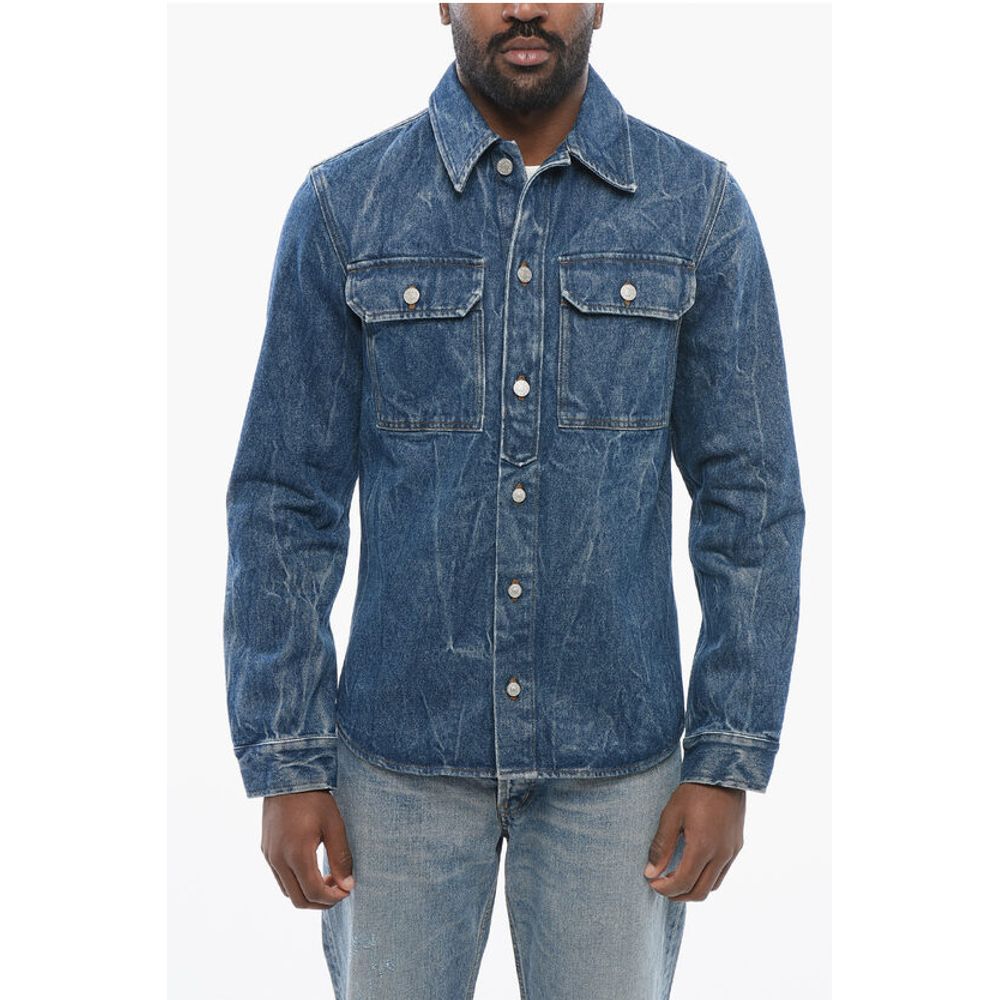 Dark Washed Denim Shirt with Breast-pockets