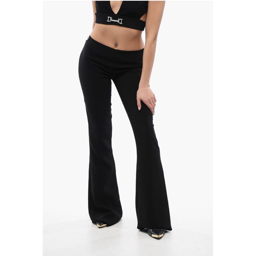 Jeweled Detail Flared Fit Pants