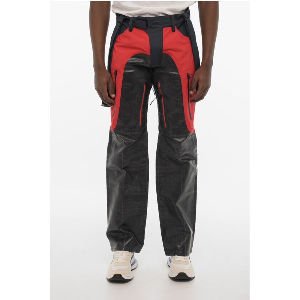 Coated Cotton Pants with Nylon Details and Suspenders