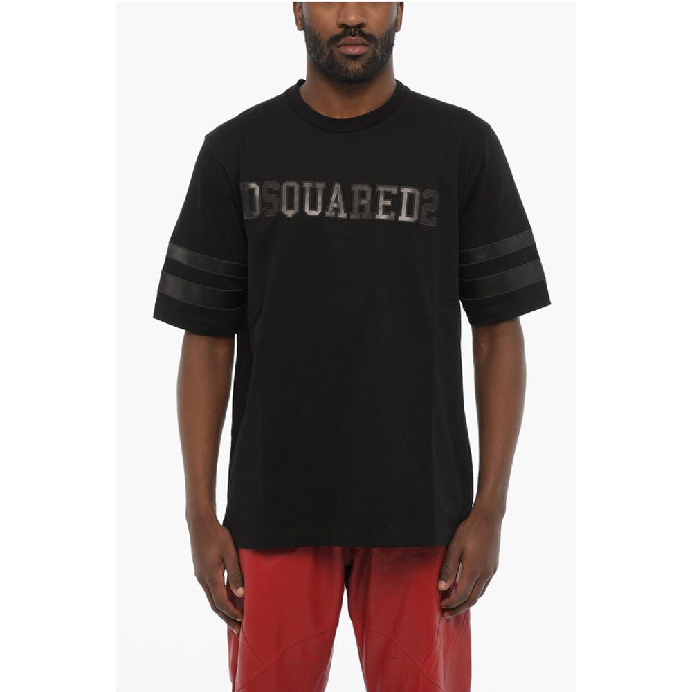 Cotton Crew-neck T-shirt with Embossed Ton On Ton Logo