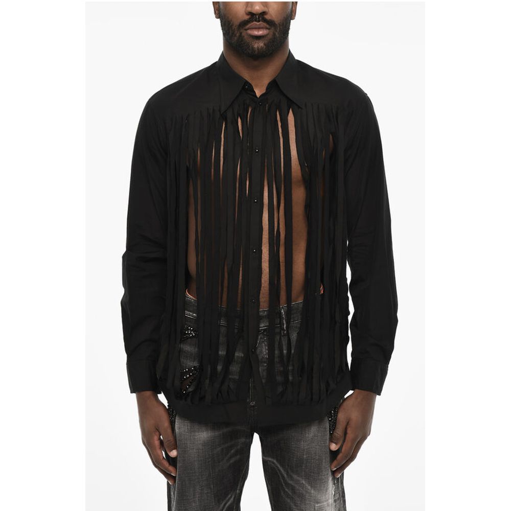 Vintage Effect Shirt with Spread Collar