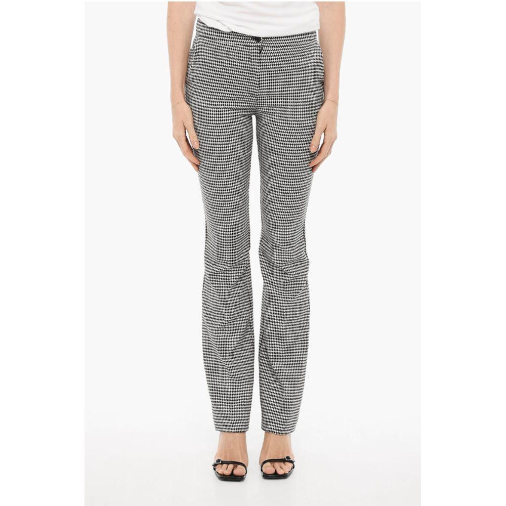 Pied-de-Poule Motif Bootcut Pants