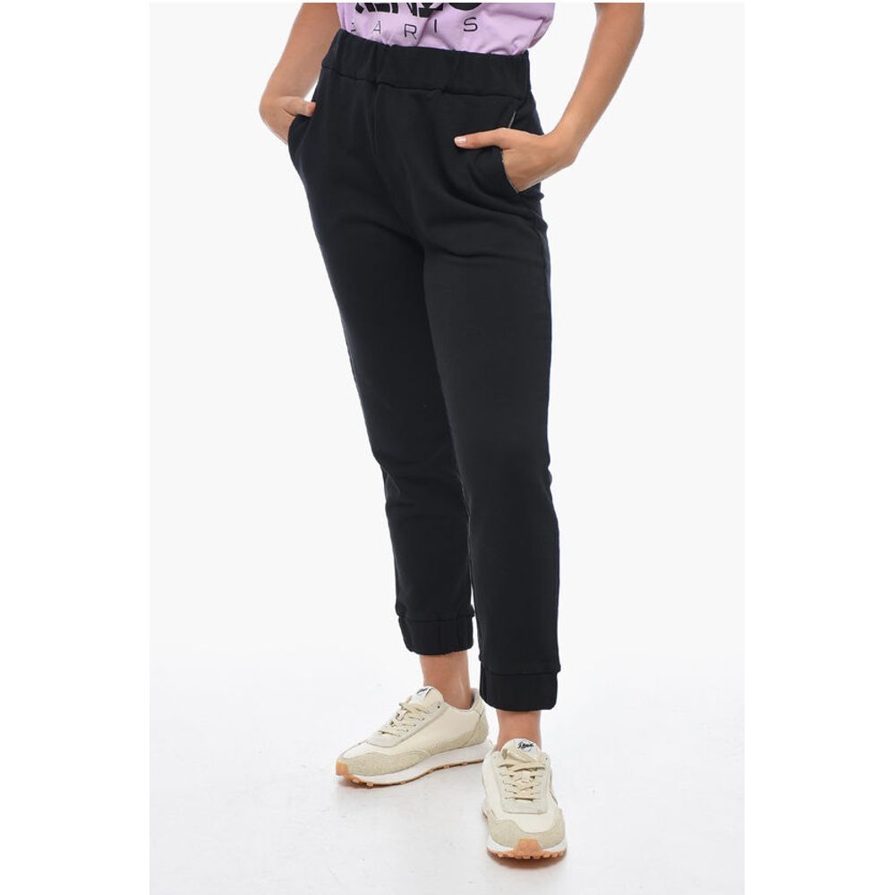 Brushed Cotton Sweatpants with Rhinestoned Detail