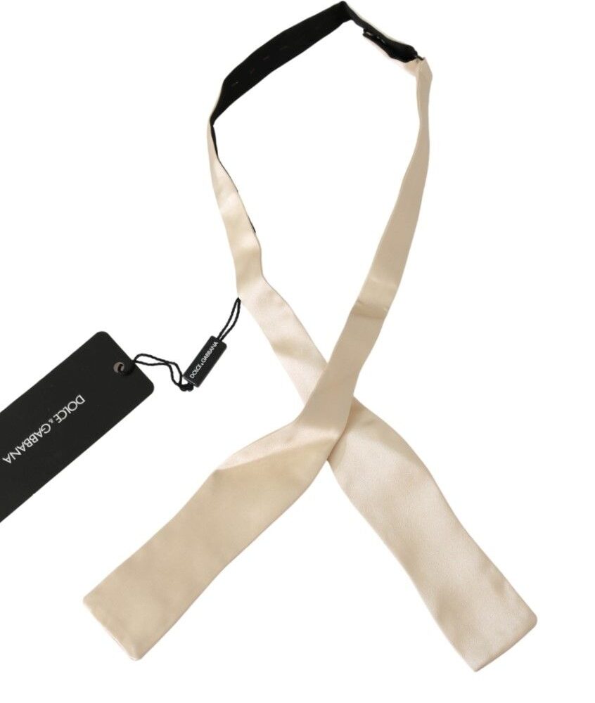 Elegant Beige Silk Bowtie