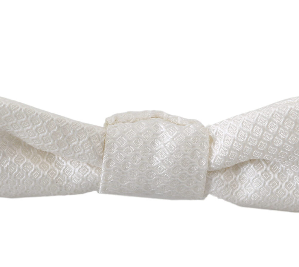 Elegant White Silk Bow Tie