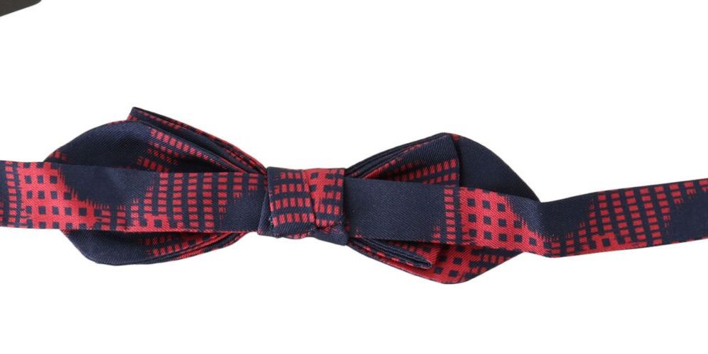 Elegant Red Checkered Silk Bow Tie