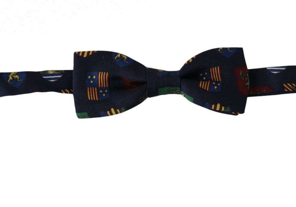 Exquisite Silk Bow Tie in Blue Flags Print