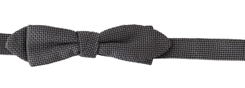 Elegant Gray Silk Bow Tie