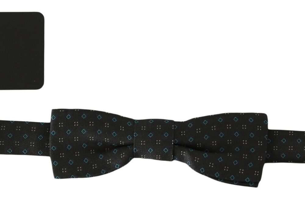 Elegant Gray Silk Patterned Bow Tie