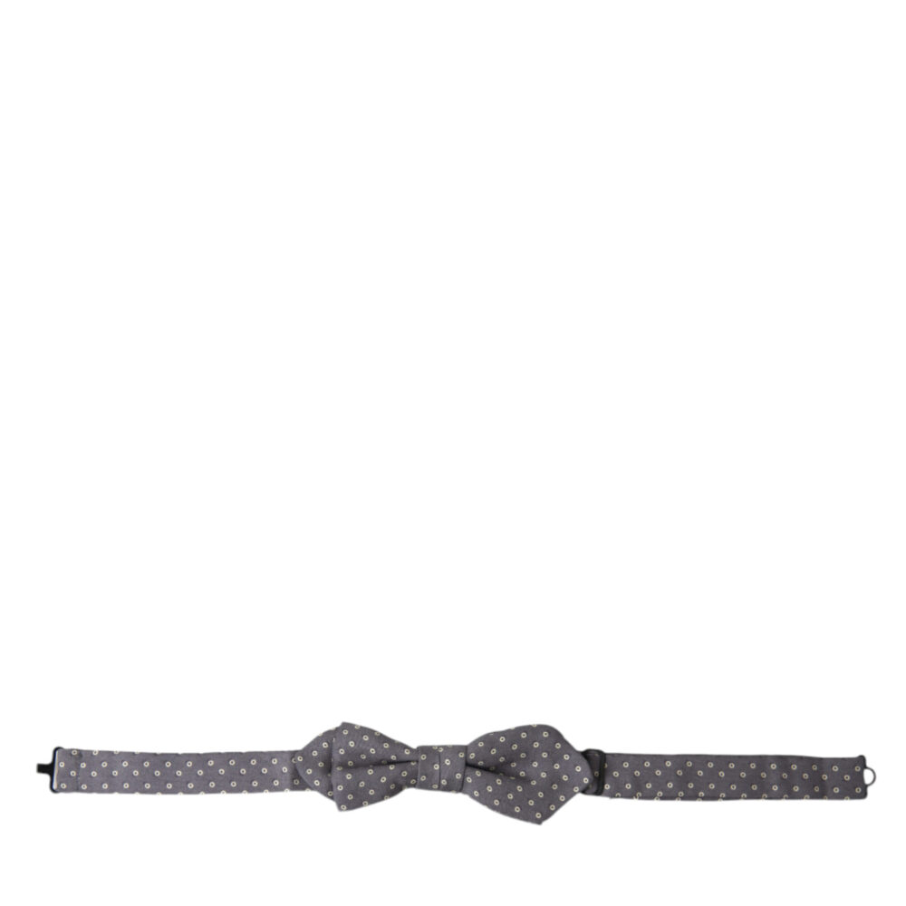 Gray Polka Dots Silk Adjustable Neck Papillon Bow Tie
