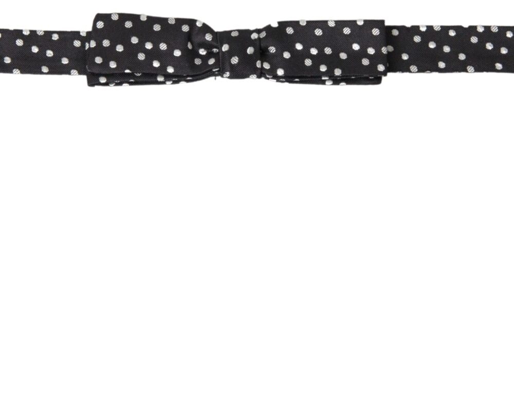 Black Polka Dot Silk Adjustable Men Neck Papillon Bow Tie
