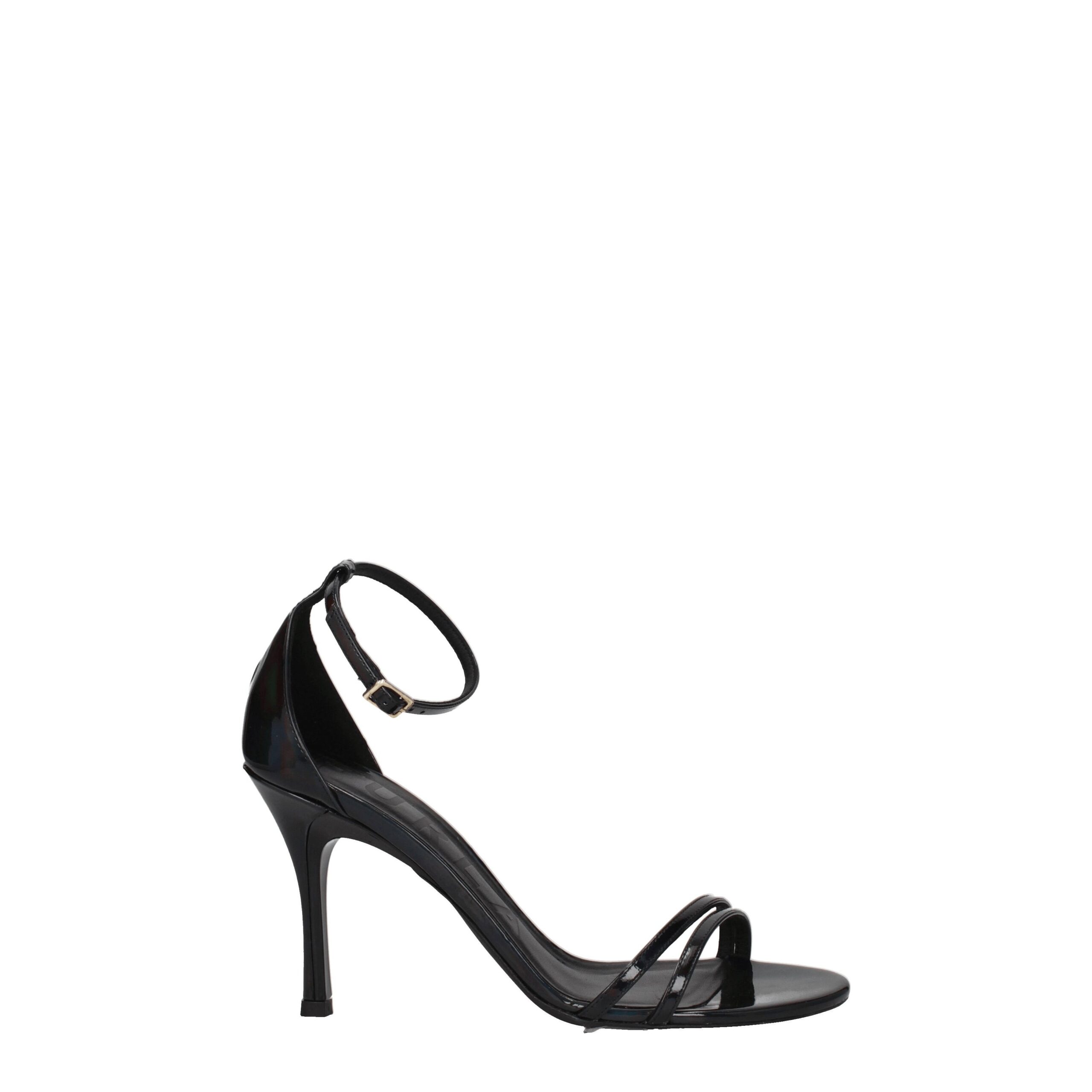 Black Leather Stiletto Heels Sandals