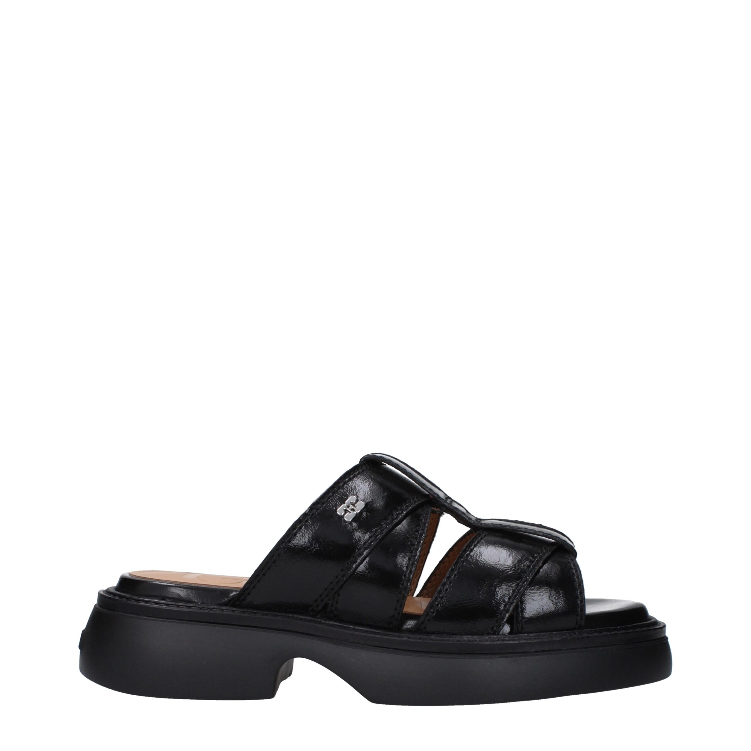 Black Fabric Slippers Sandals