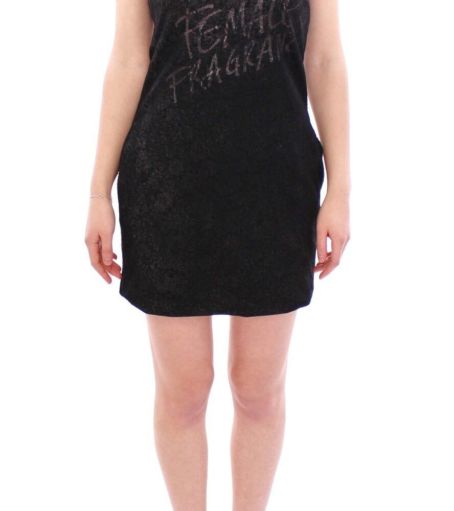 Black Nylon Lace Detail Mini Dress