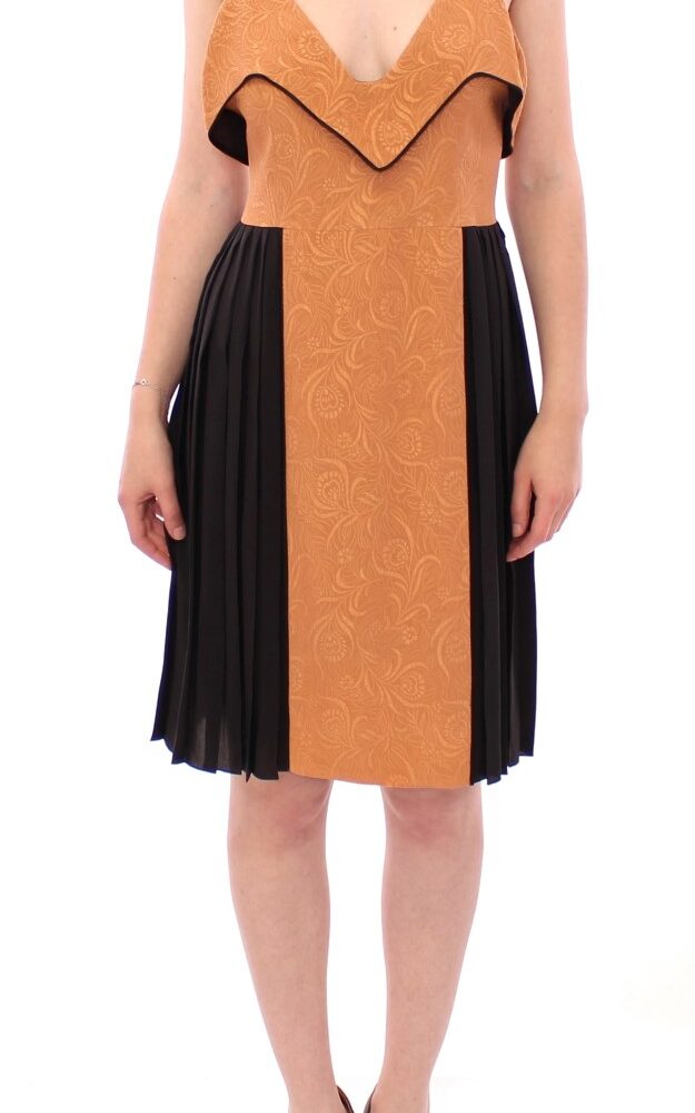 Silk Bronze & Black Sleeveless Sheath Dress