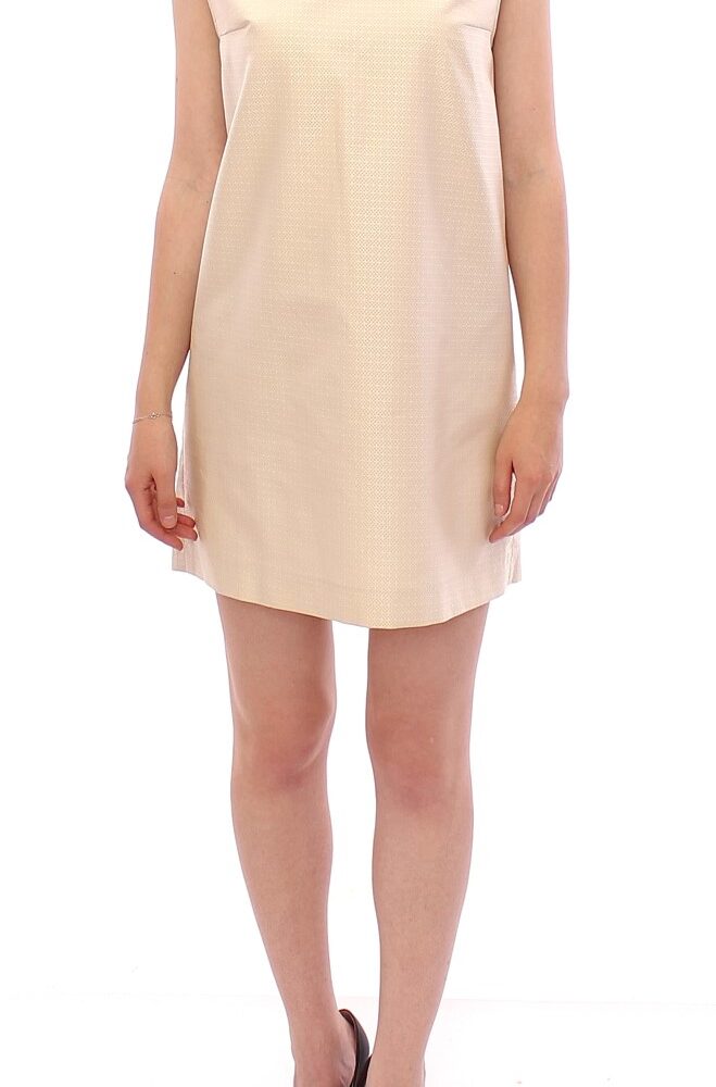 Elegant Beige Shift Sleeveless Dress