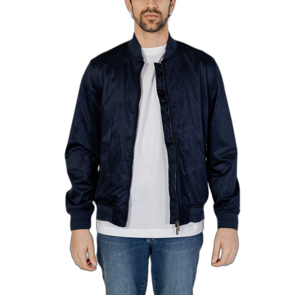 Blue Polyester Jackets & Coat