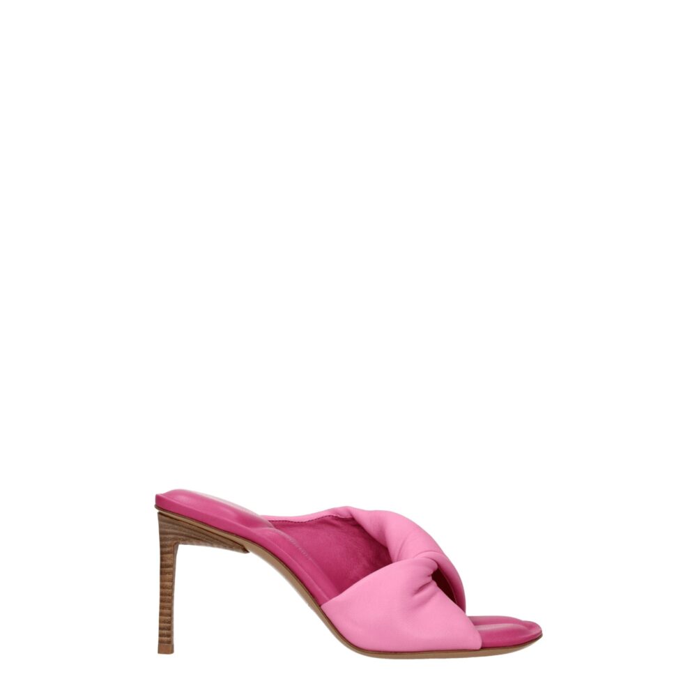 Pink Leather Stiletto Heels Sandals