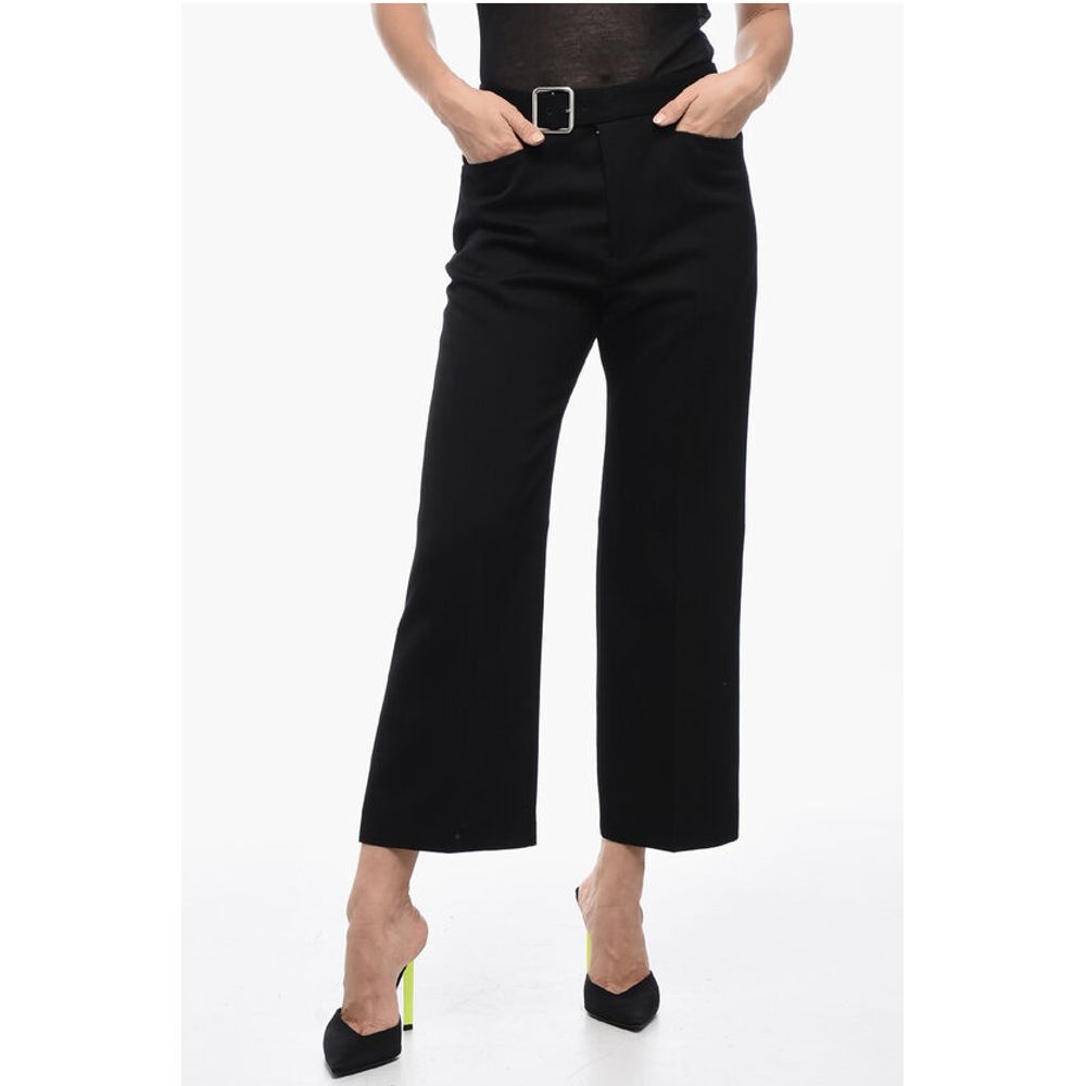 Grain de Poudre Wool Flared Pants with Belt