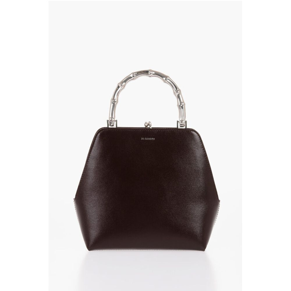 Leather Handbag with Clasp Closure
