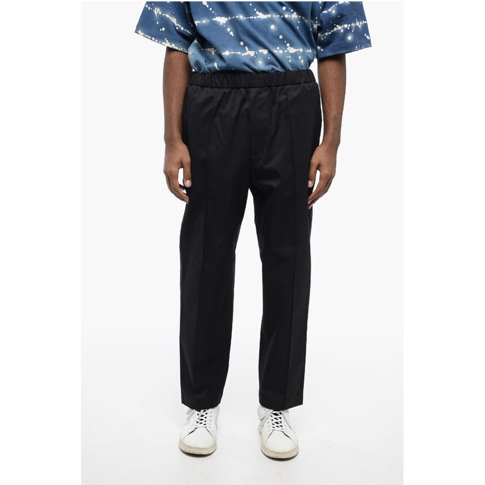 4-Pocketed Cotton Pants with Elastic Waistband