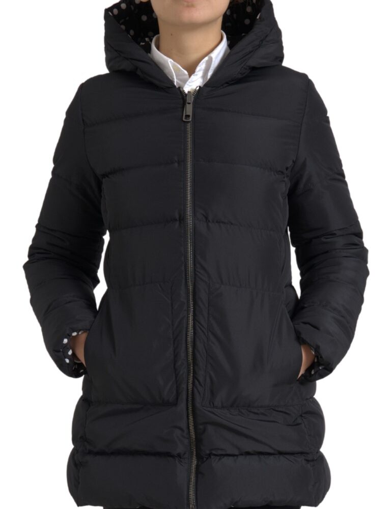 Elegant Full Zip Black Hooded Jacket