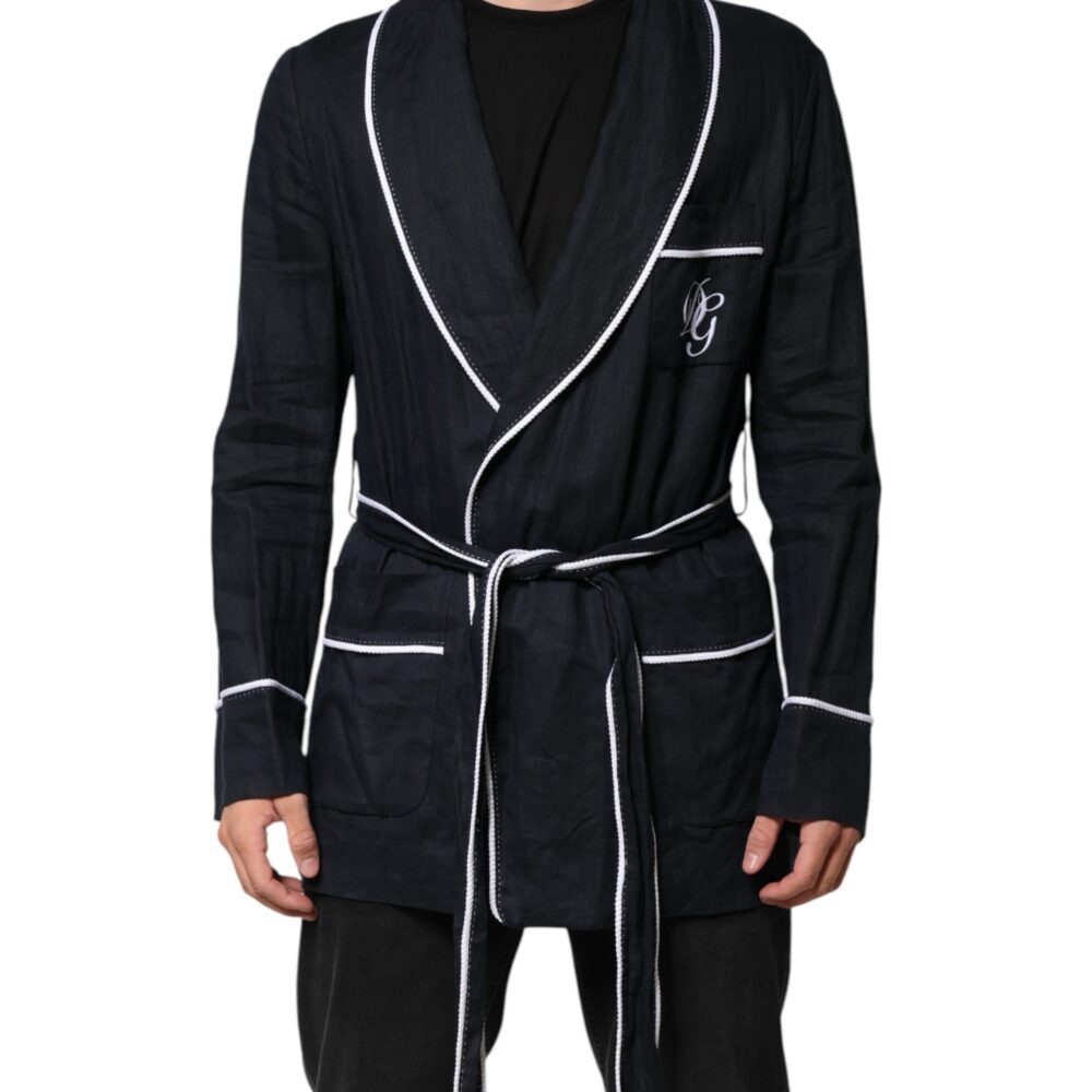 Dark Blue DG Embroidery Jacket Robe Blazer