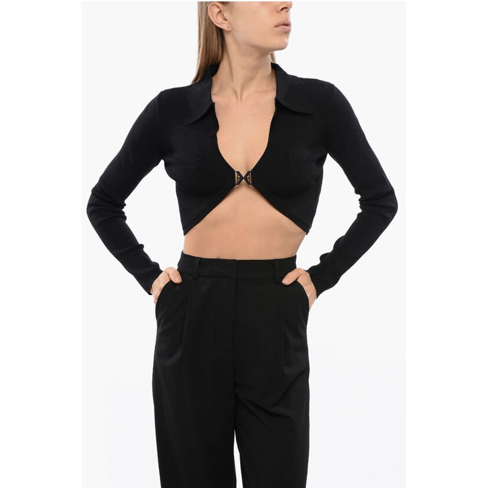 STALAG Cropped Cardigan with Metal Application