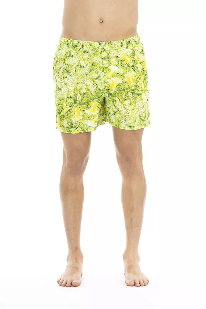 Green Polyester Men Swimwear Short