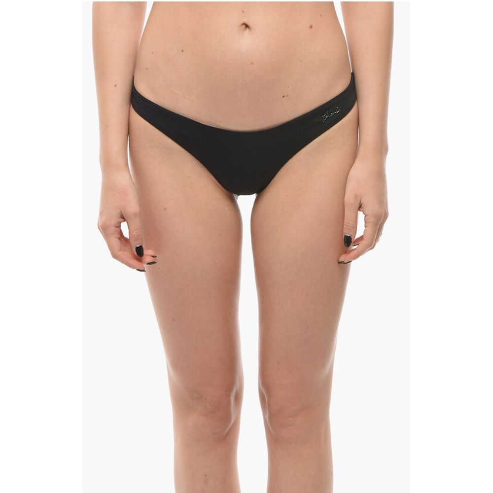 Solid Color Bikini Bottom with Logo Detail