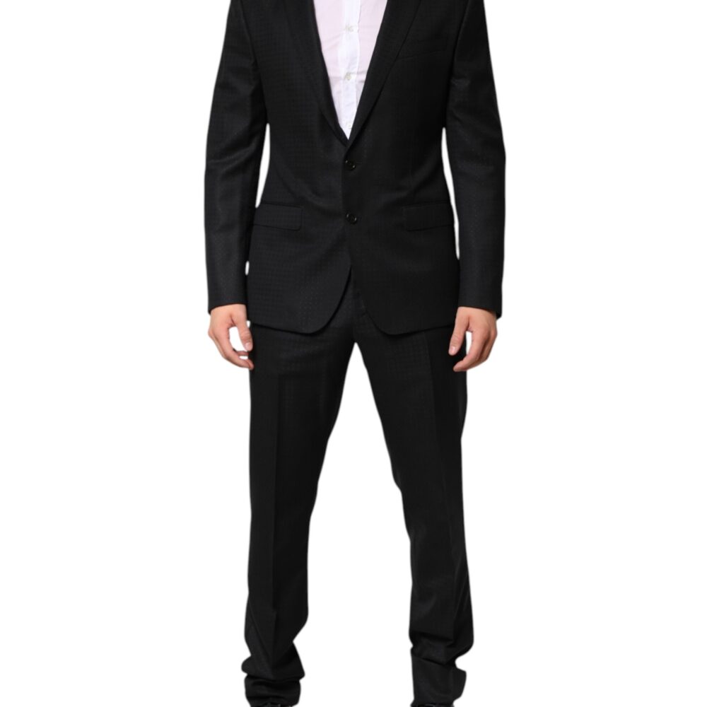 Black Jacquard Single Breasted 2 Piece Suit