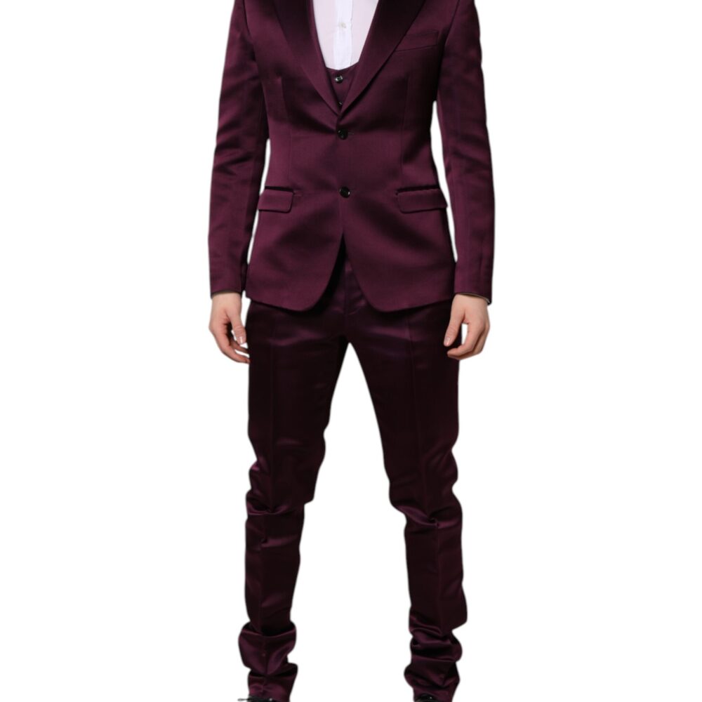 Dark Purple Silk 3Piece Single Breasted Suit