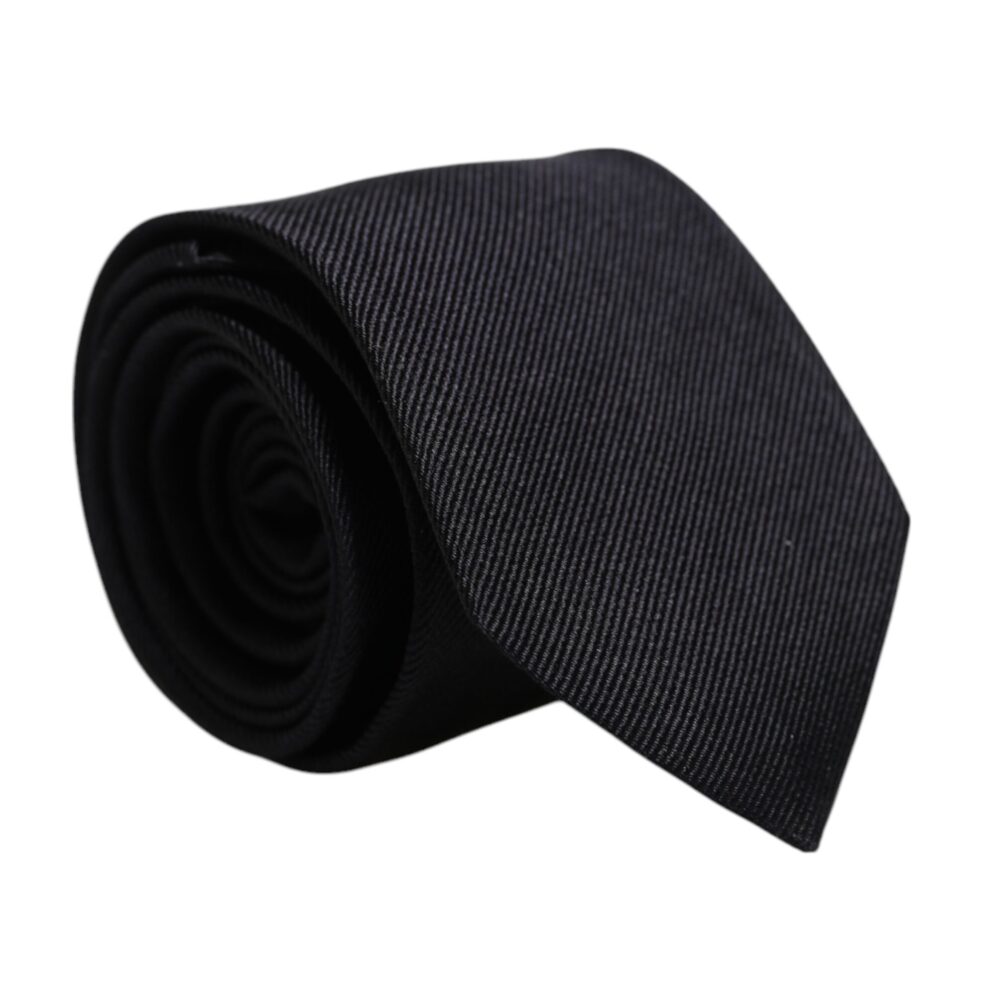 Black Solid Silk Adjustable Necktie Tie