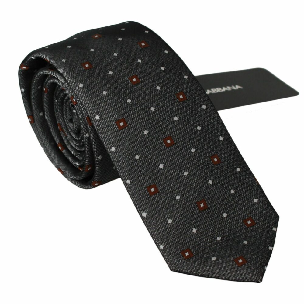 Elegant Gray Patterned Silk Blend Neck Tie