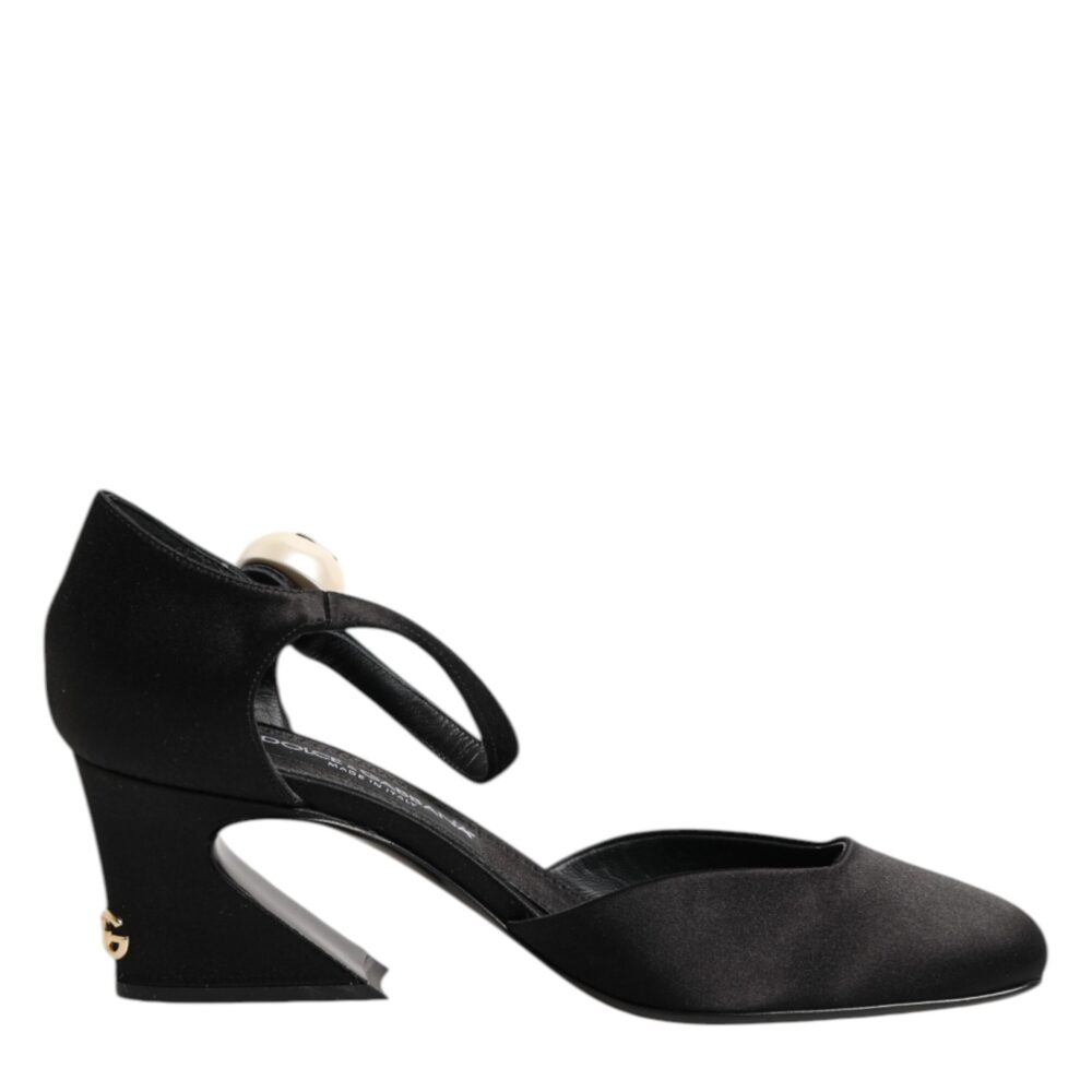 Black Leather Logo Ankle Strap Sandals Shoes