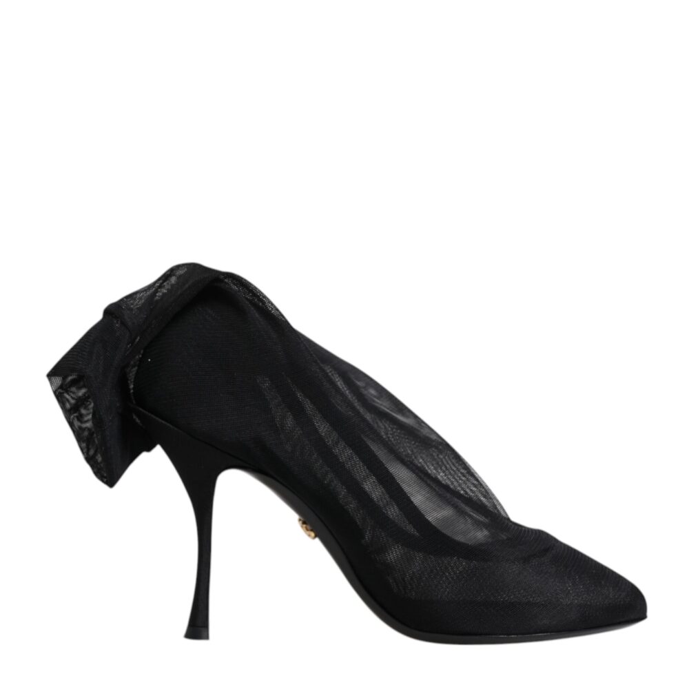 Black Silk Stretch Mesh Sock Boots Shoes