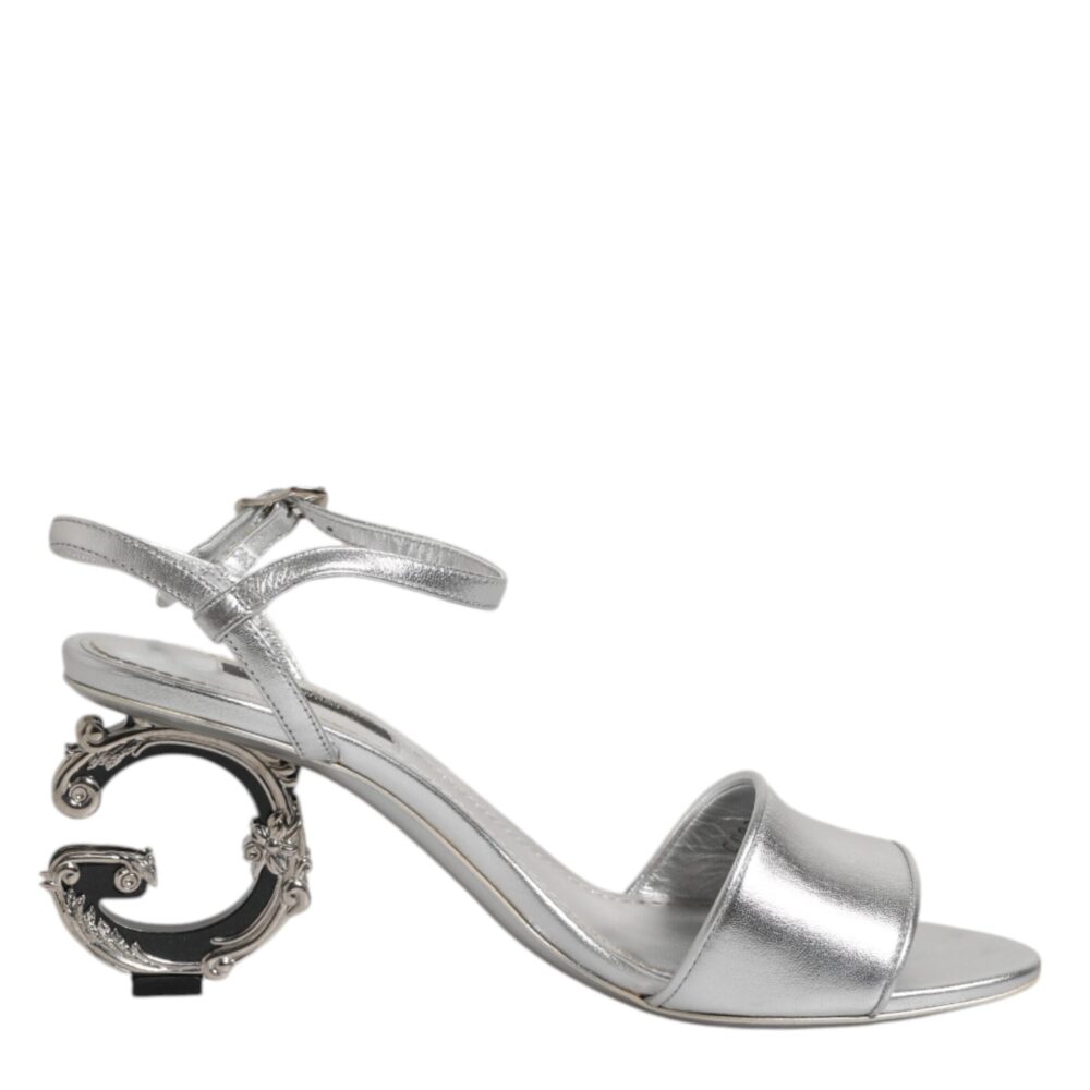 Silver KEIRA Heels Ankle Strap Sandals Shoes
