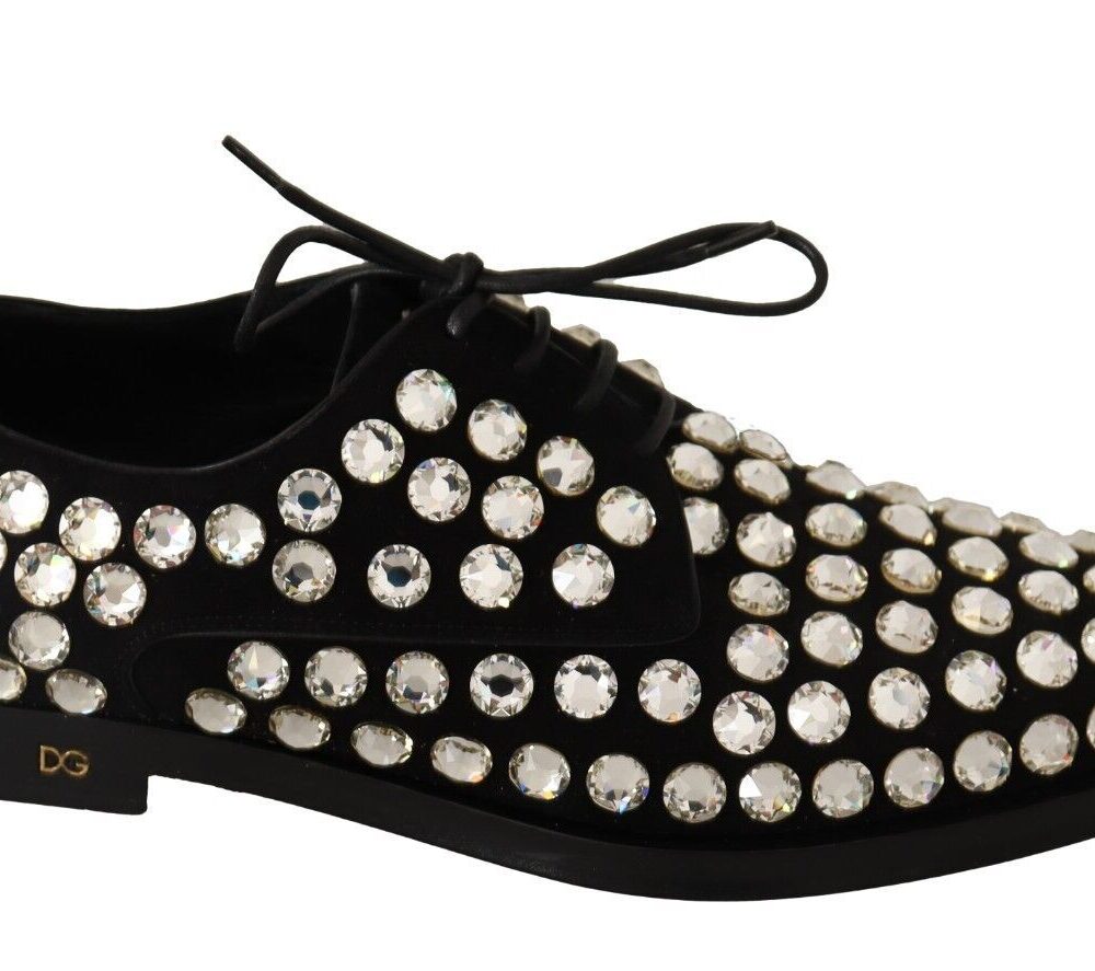 Elegant Crystal-Embellished Lace-Up Flats